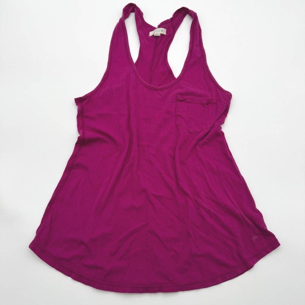 Vintage Aerie Womens Tank Top Magenta Dark Pink Pocket Scoop Neck Small